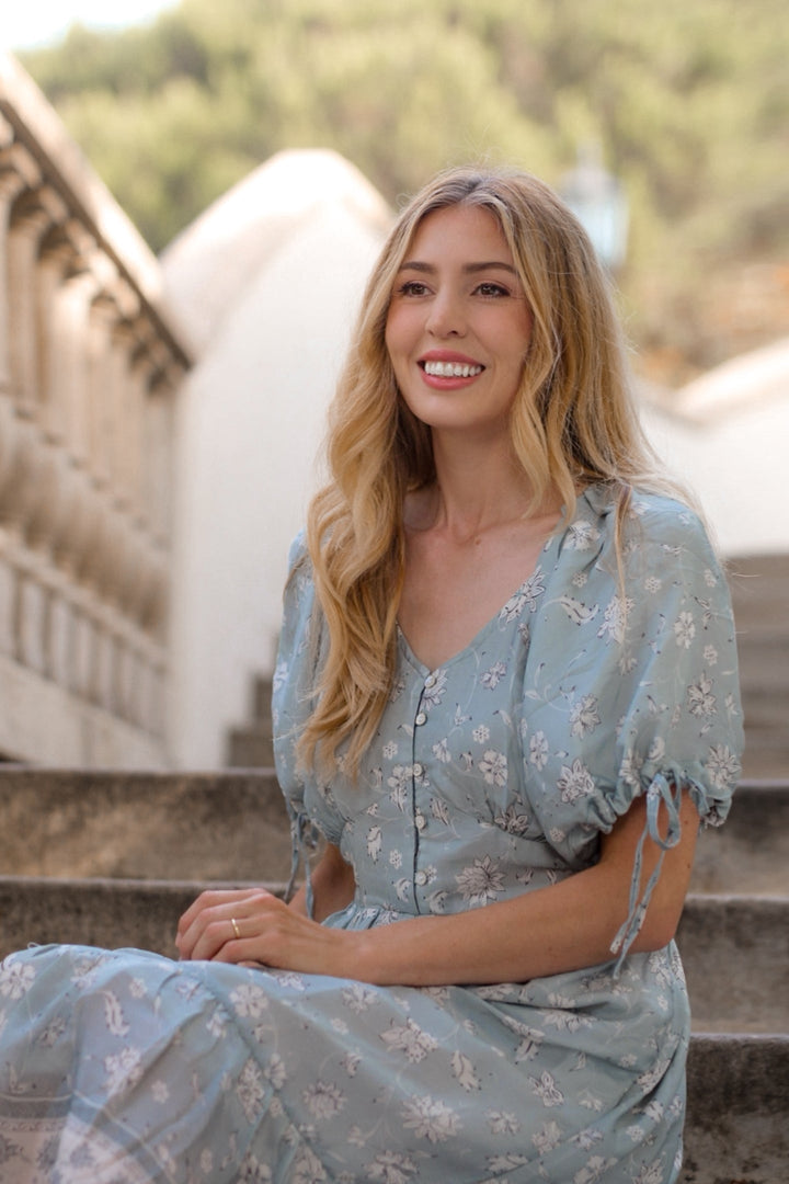 Puff Sleeve Midi Dress | Sage Green