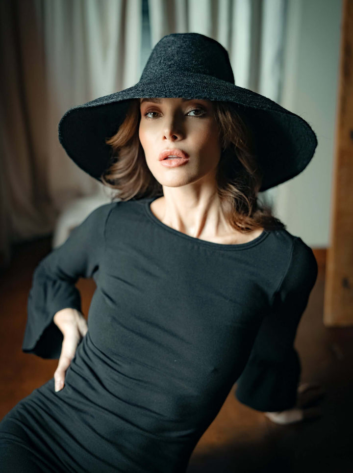 Riri Jute Handwoven Straw Hat - Black