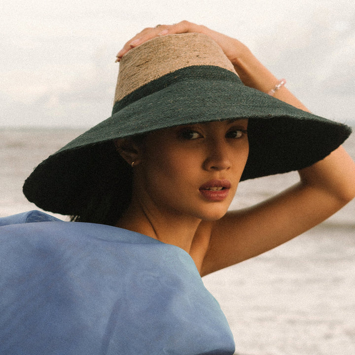 Riri Duo Jute Handwoven Straw Hat - Natural & Black