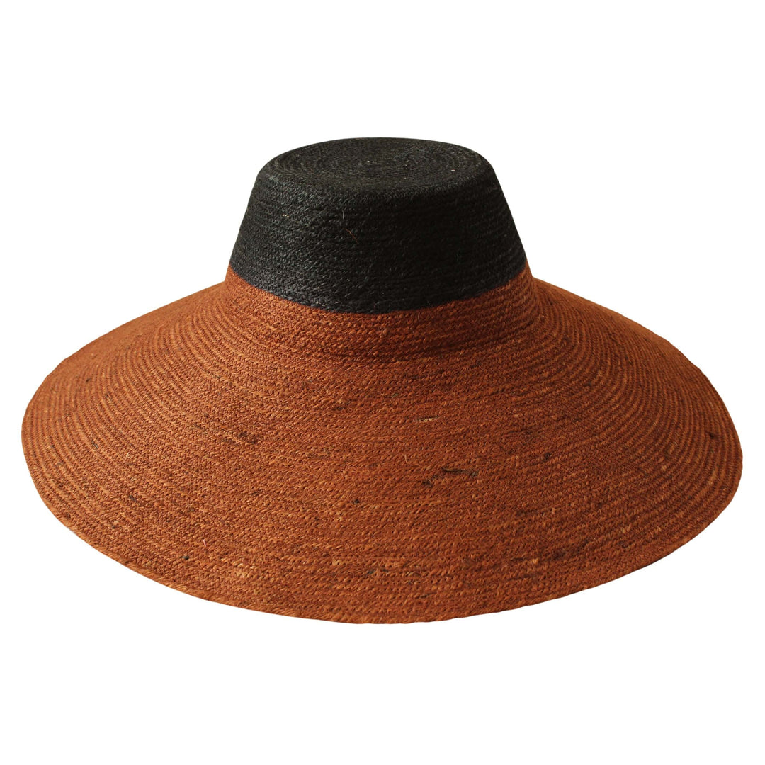 Riri Duo Jute Handwoven Straw Hat - Burnt Sienna & Black