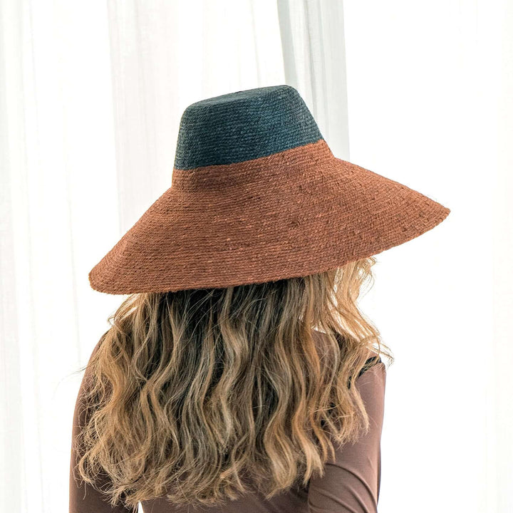 Riri Duo Jute Handwoven Straw Hat - Burnt Sienna & Black