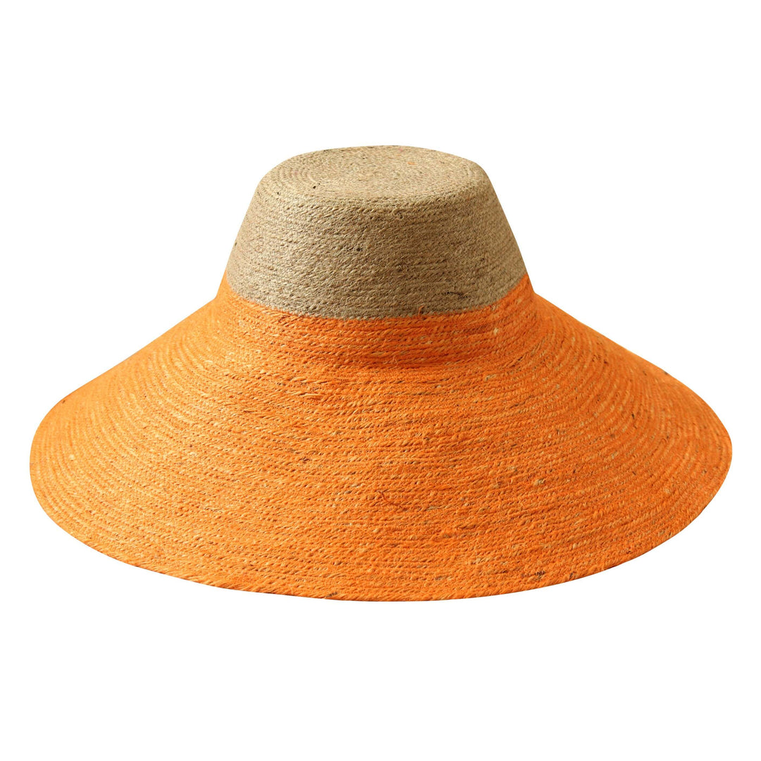 Riri Duo Jute Handwoven Straw Hat - Tangerine Orange
