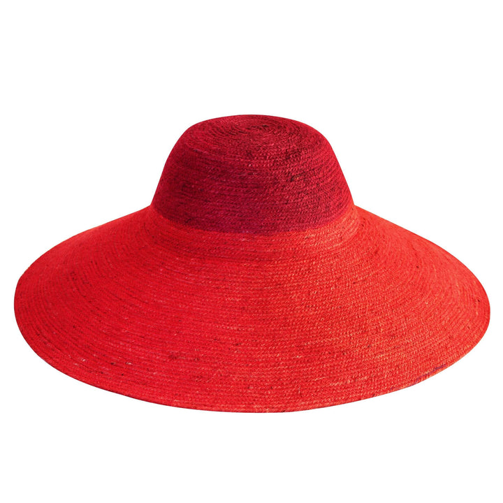 Riri Duo Jute Handwoven Straw Hat - Red & Maroon