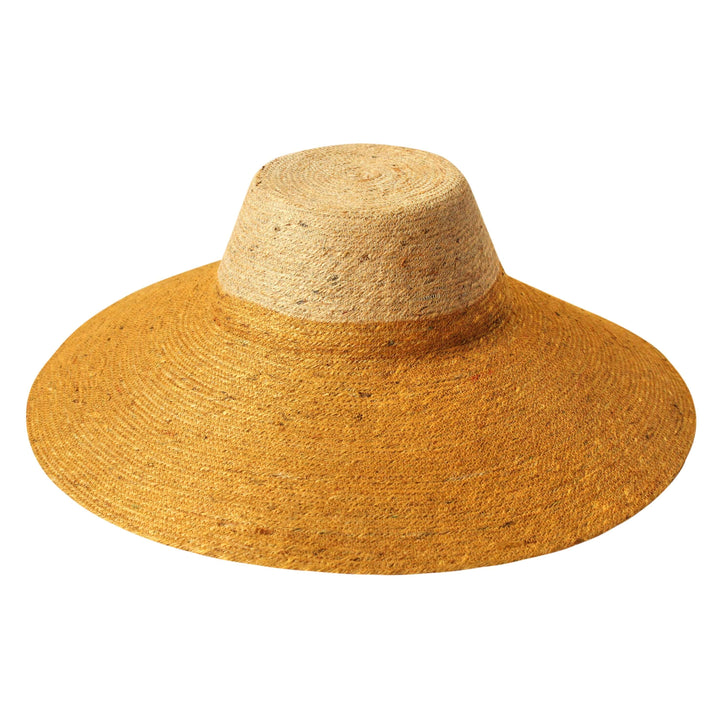 Riri Duo Jute Handwoven Straw Hat - Nude & Golden Yellow
