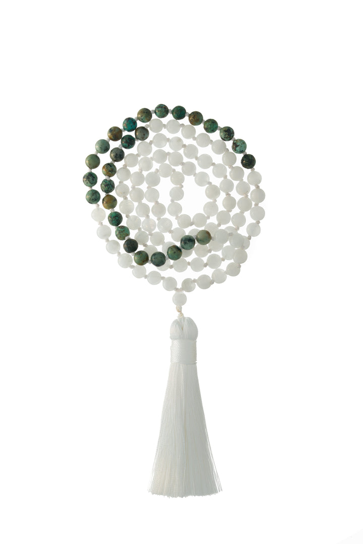 Moonstone and African Turquoise Mala