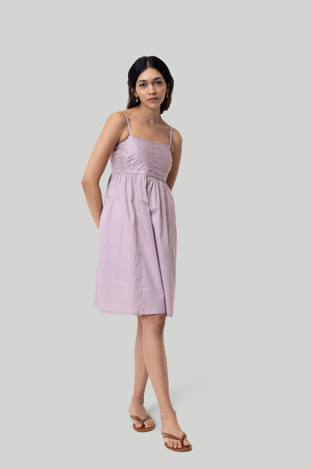 Ruched Strappy Dress - Pink