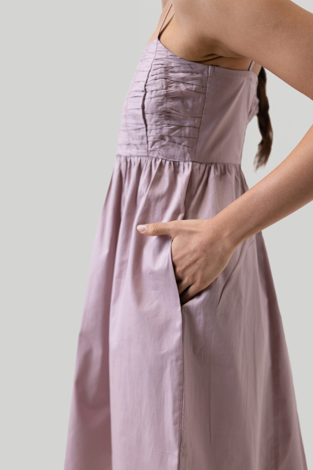 Ruched Strappy Dress - Pink