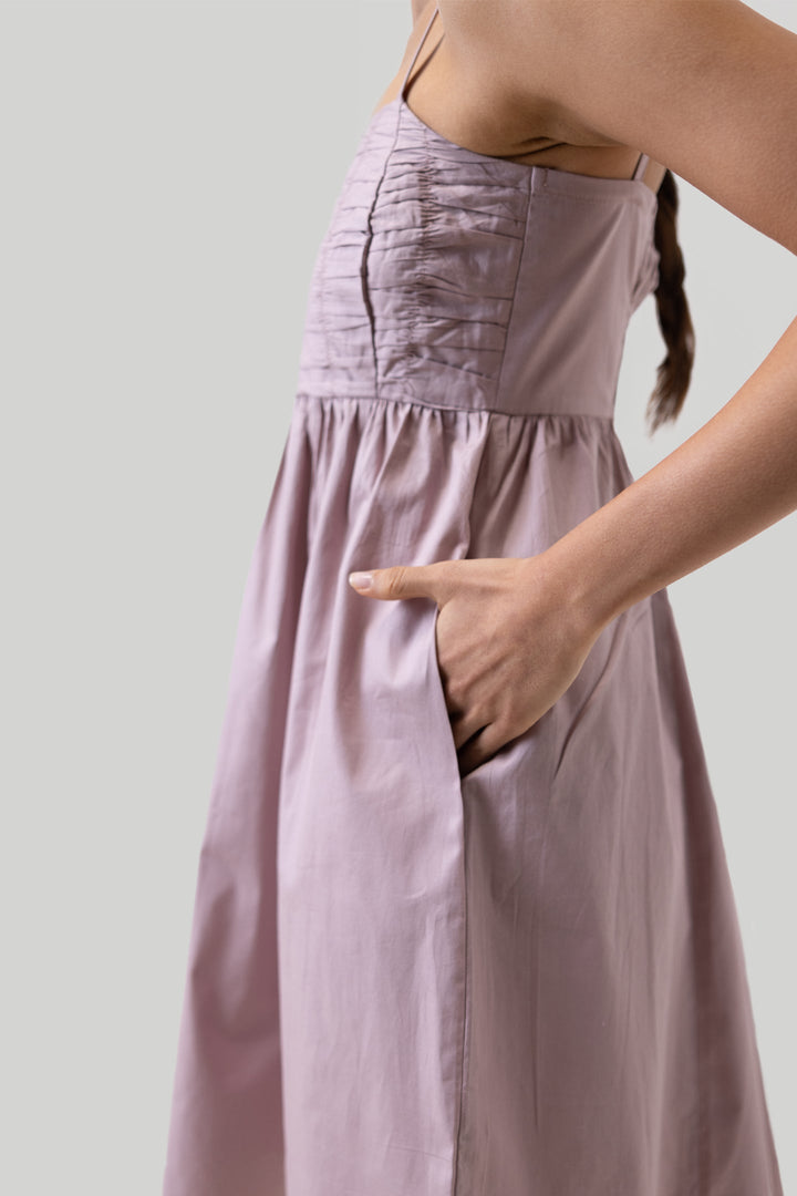 Ruched Strappy Dress - Pink