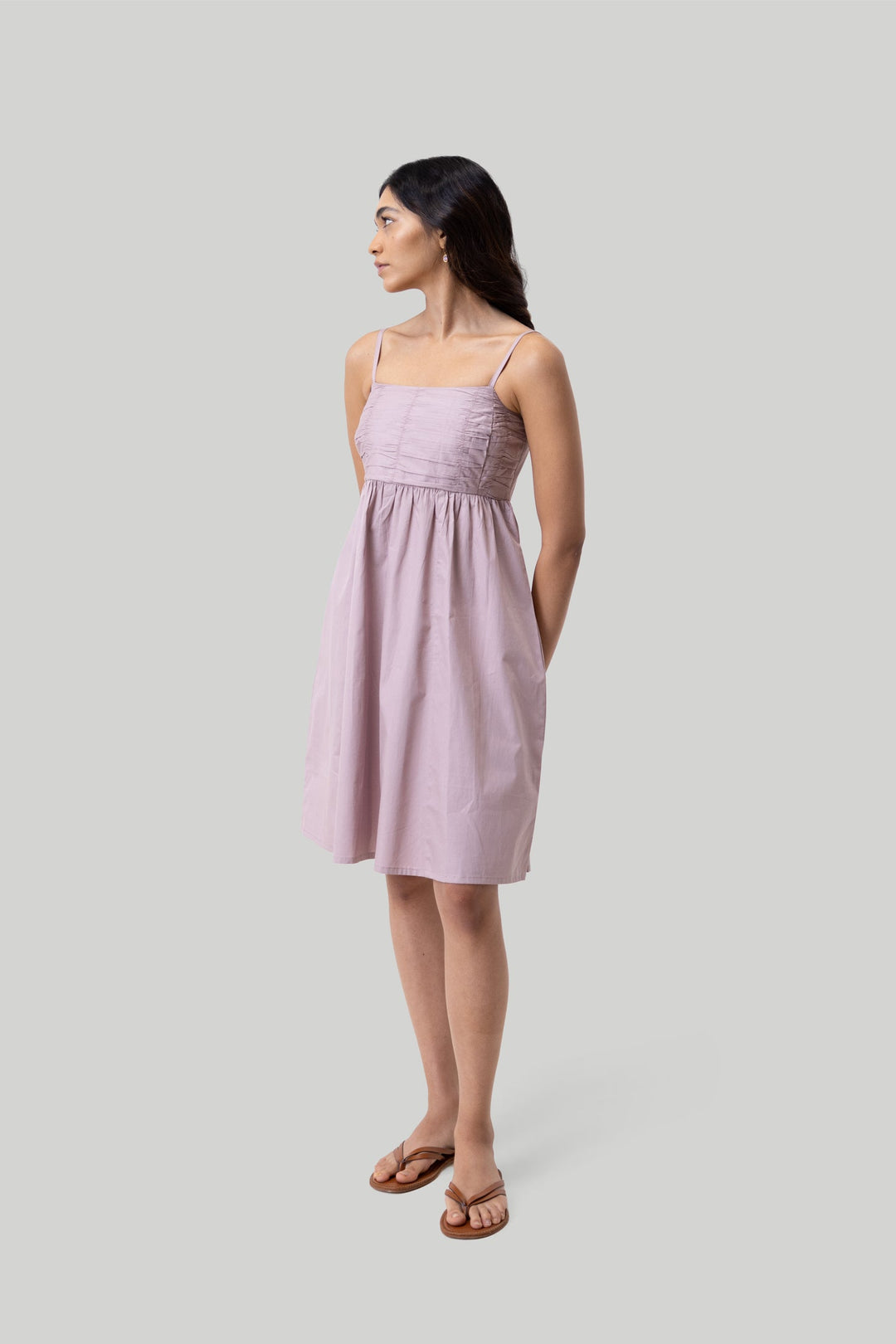 Ruched Strappy Dress - Pink