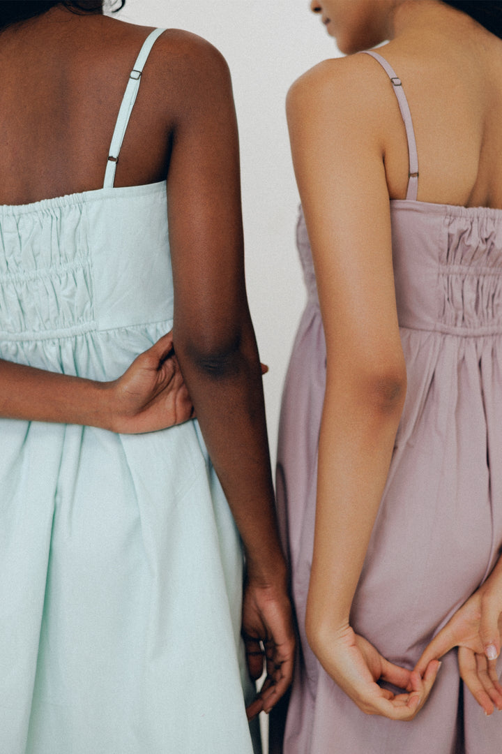 Ruched Strappy Dress - Pink
