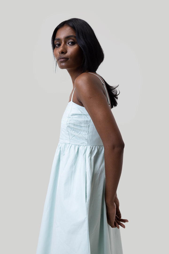 Ruched Strappy Dress - Mint