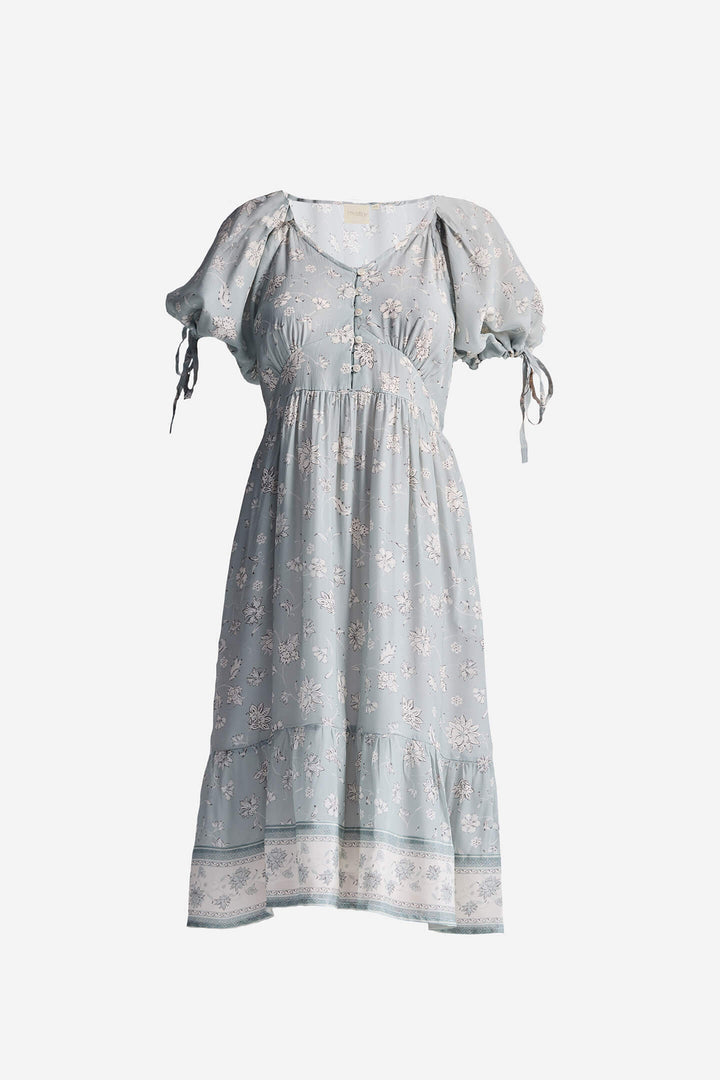 Puff Sleeve Midi Dress | Sage Green