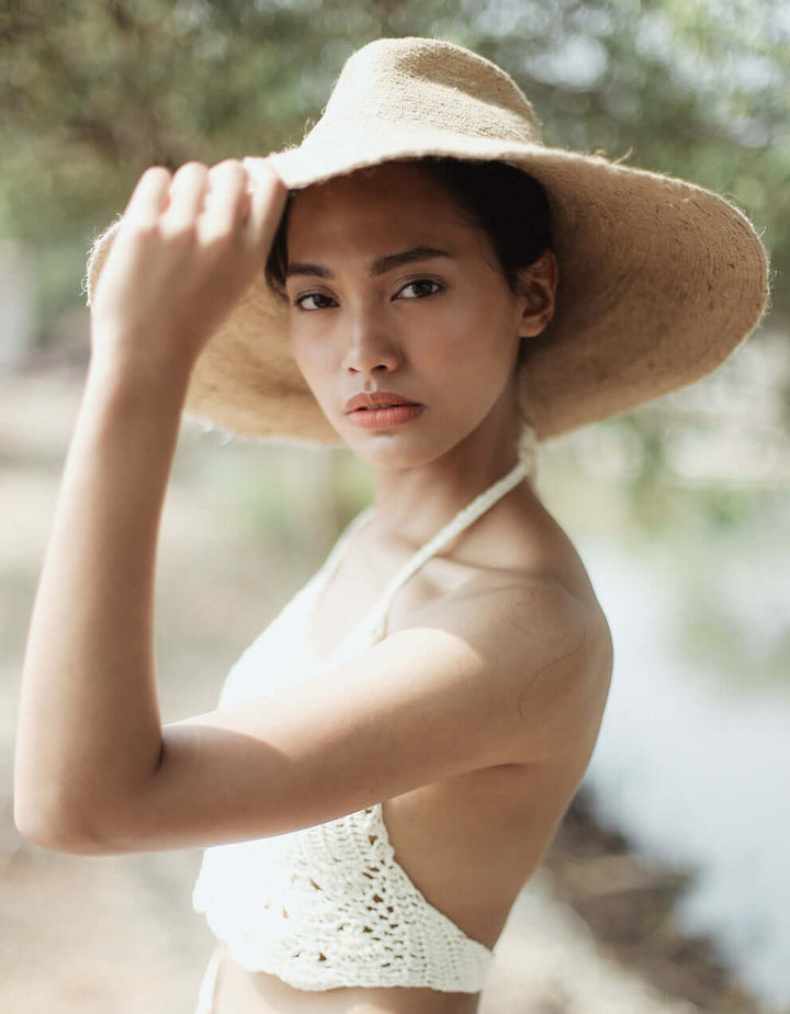 Riri Jute Handwoven Straw Hat - Natural Beige