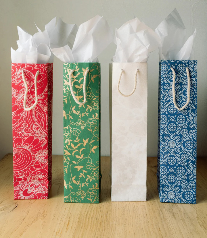 Recycled Paper Wine Gift Bag | Assorted Holiday