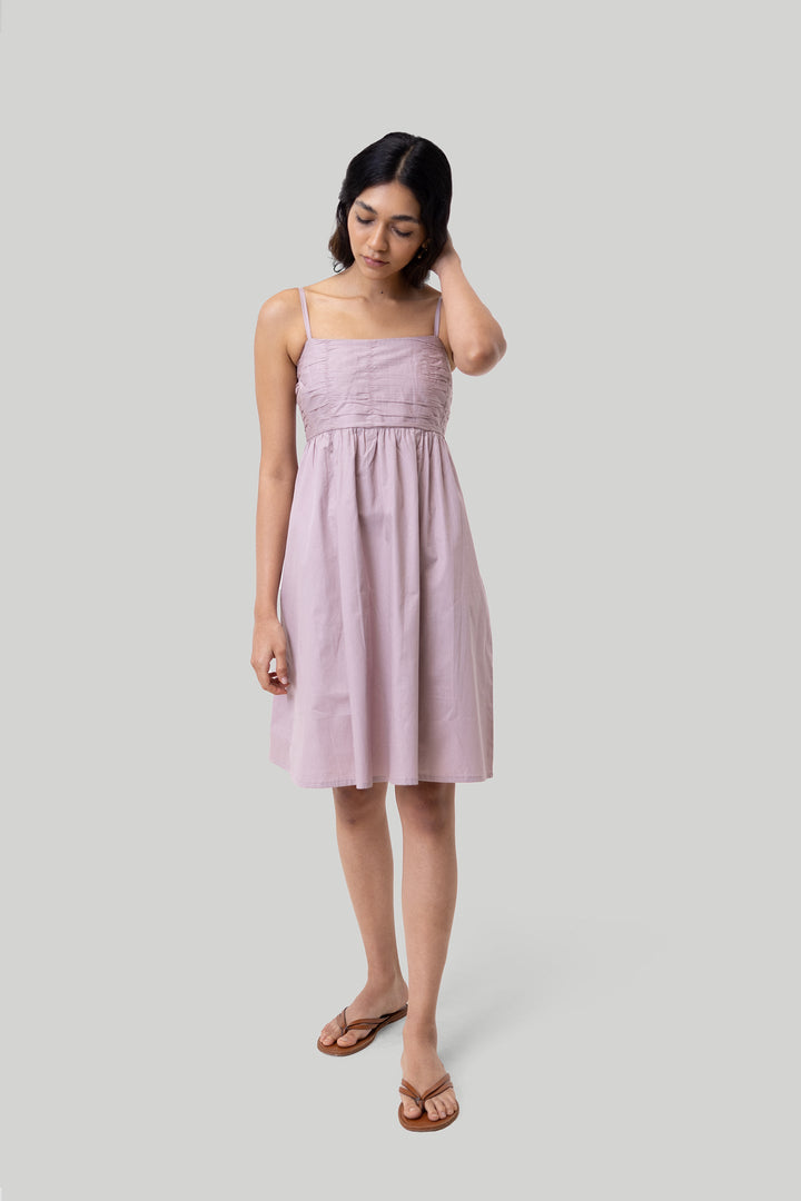 Ruched Strappy Dress - Pink