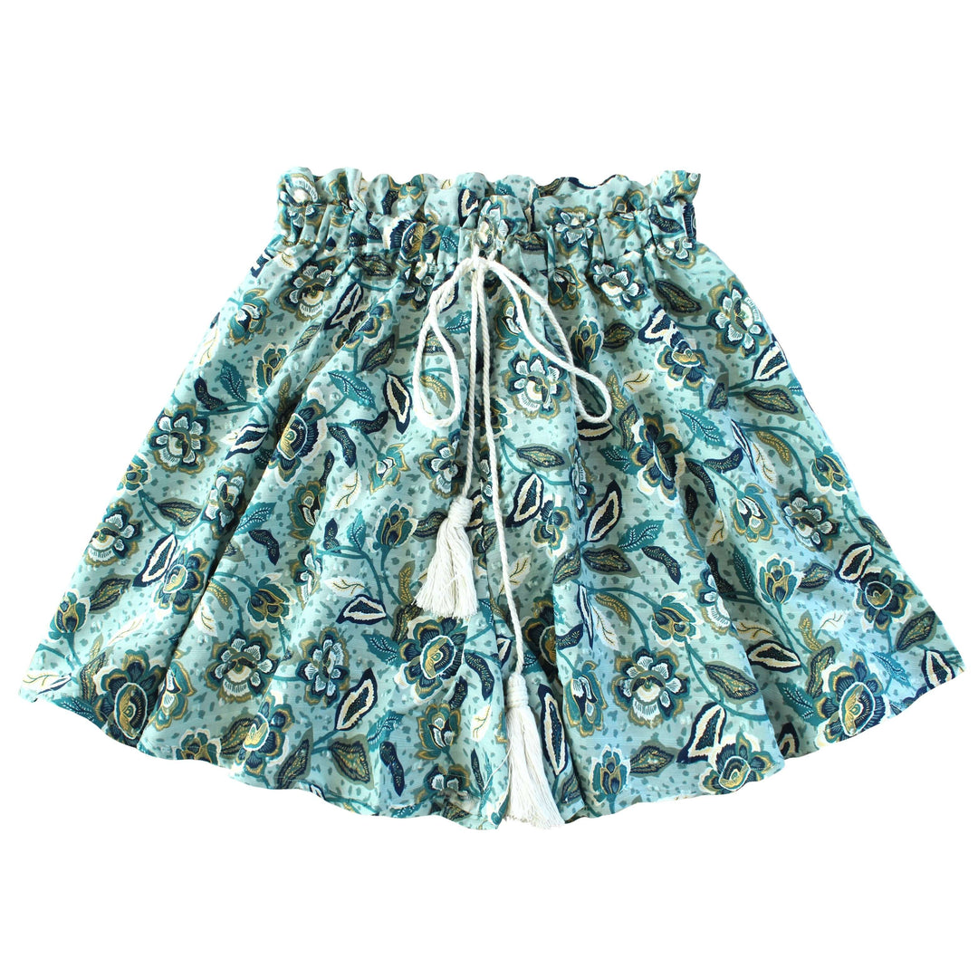 Sekar Floral Batik Skorts - Sea Blue