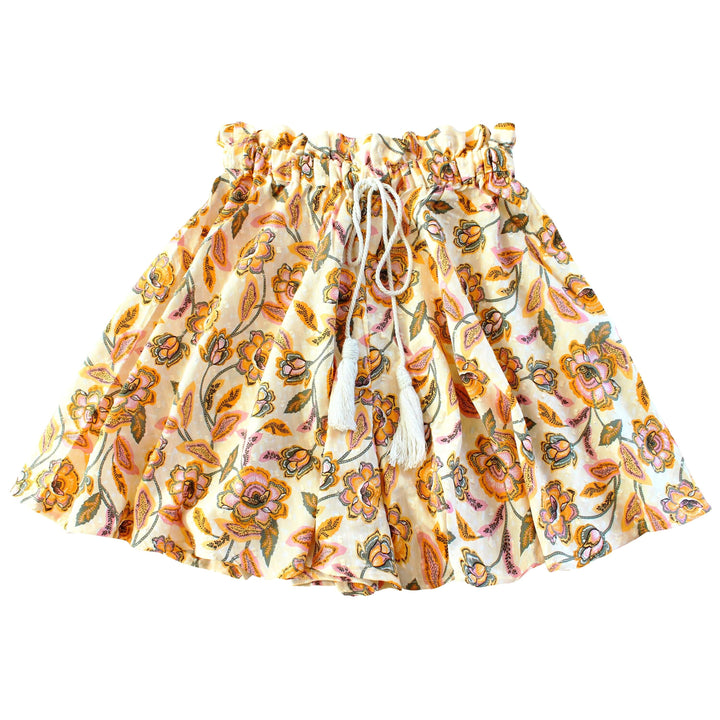 Sekar Floral Batik Skorts - Marigold Yellow