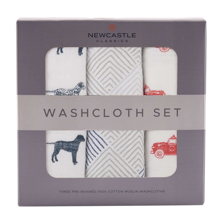 Fire Truck Cotton Washcloth Set 3PK