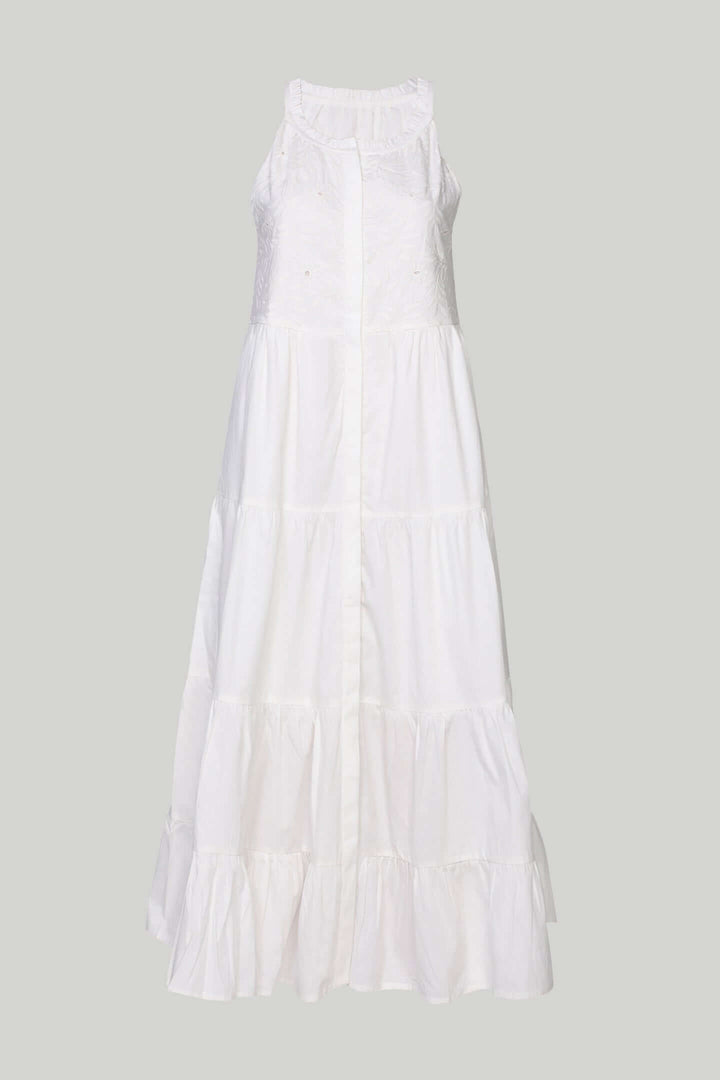 Sleeveless Embroidered Tiered Maxi Dress