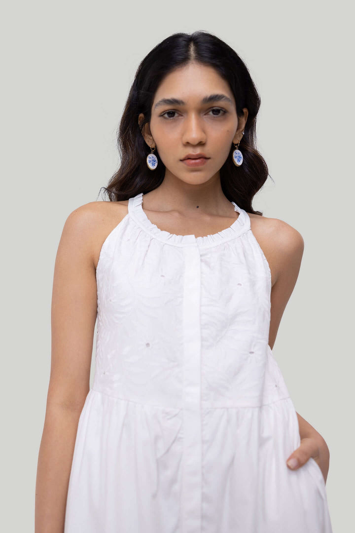 Sleeveless Embroidered Tiered Maxi Dress