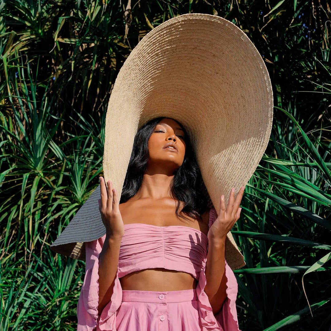 SOLANA Oversized Straw Hat in Natural Beige