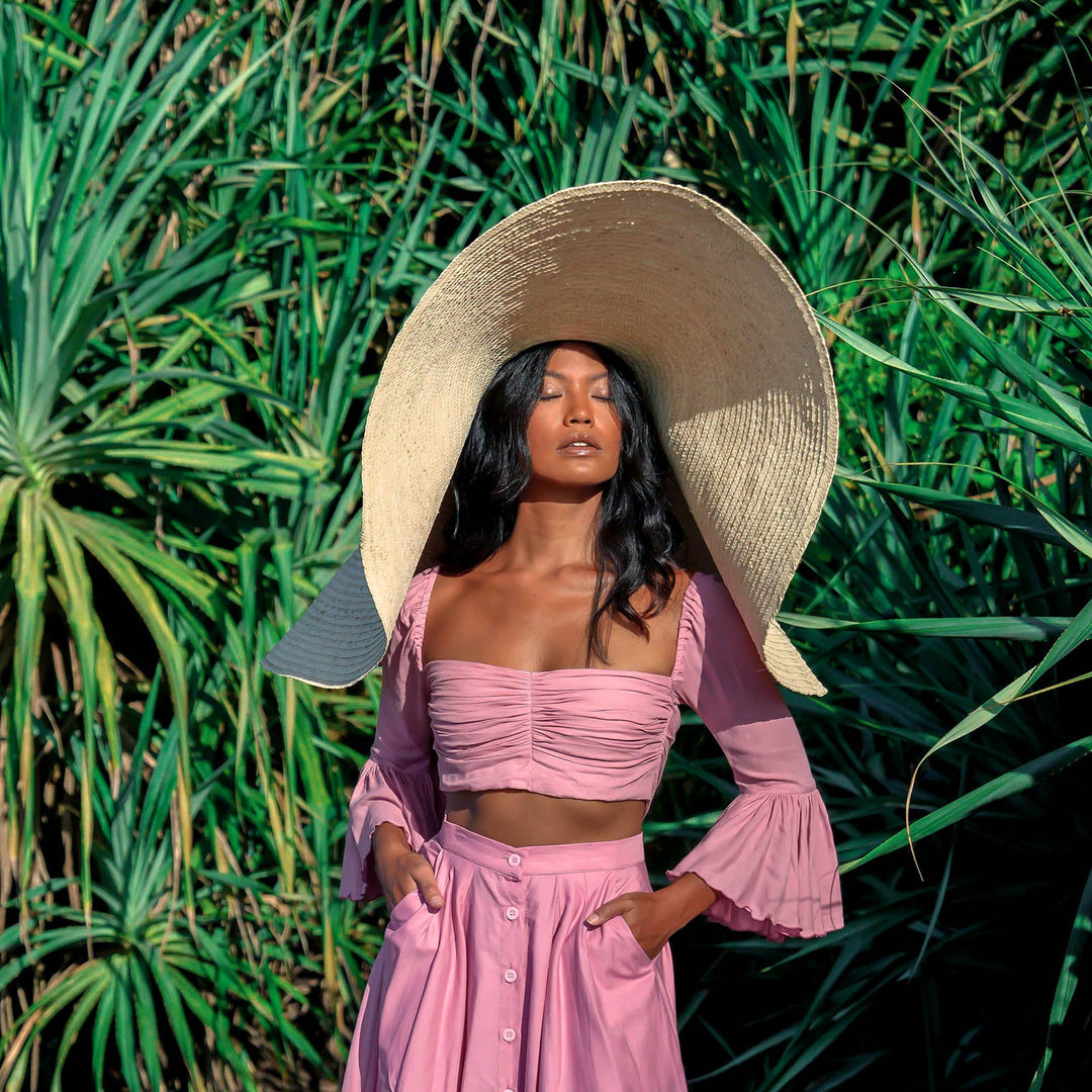 SOLANA Oversized Straw Hat in Natural Beige