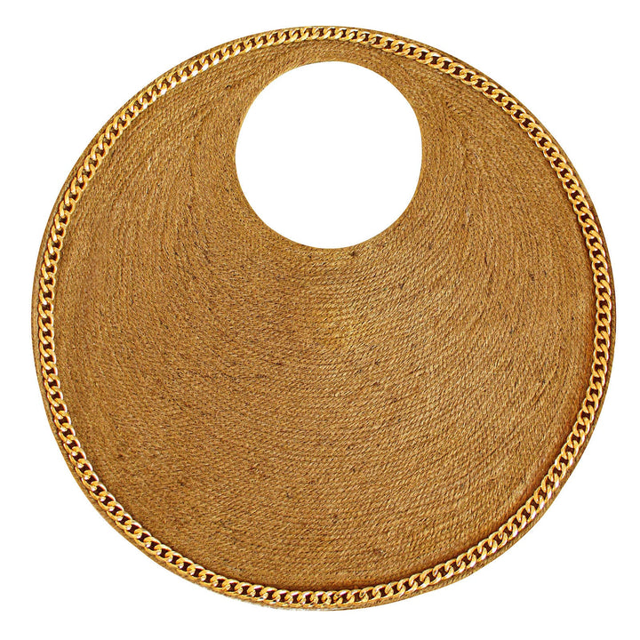 SOLO COCCO Jute Bag With Gold Chain