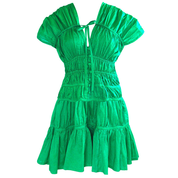 SRIKANDI Ruffle Dress In Kelly Green