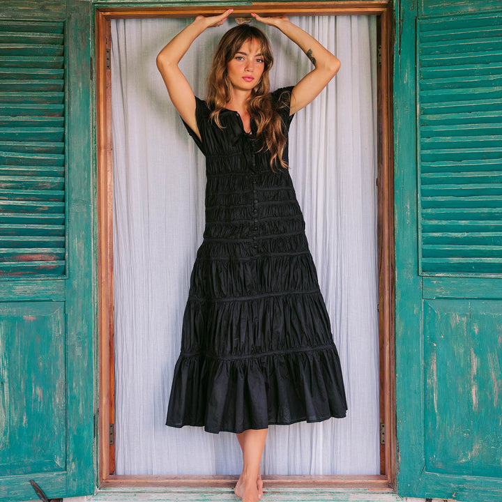 Srikandi Ruffle Maxi Dress - Black