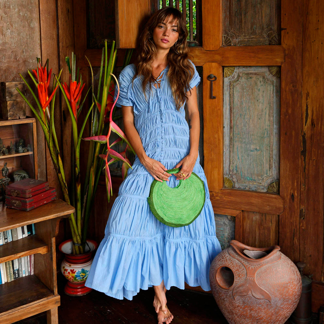 BrunnaCo | SRIKANDI Ruffle Maxi Dress In Princess Blue Medium BrunnaCo | SRIKANDI Ruffle Maxi Dress In Princess Blue Medium