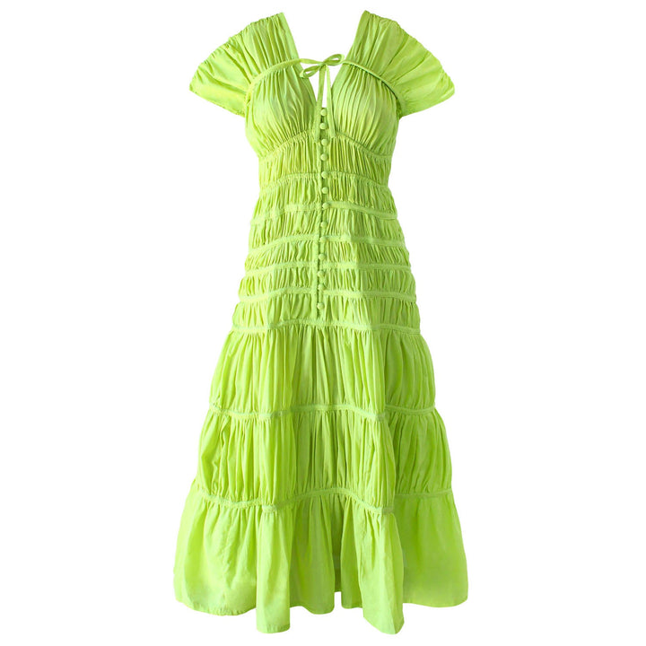 SRIKANDI Ruffle Maxi Dress In Lime Green