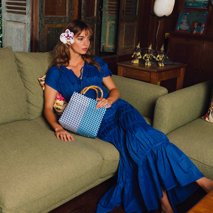 SRIKANDI Ruffle Maxi Dress In Royal Blue