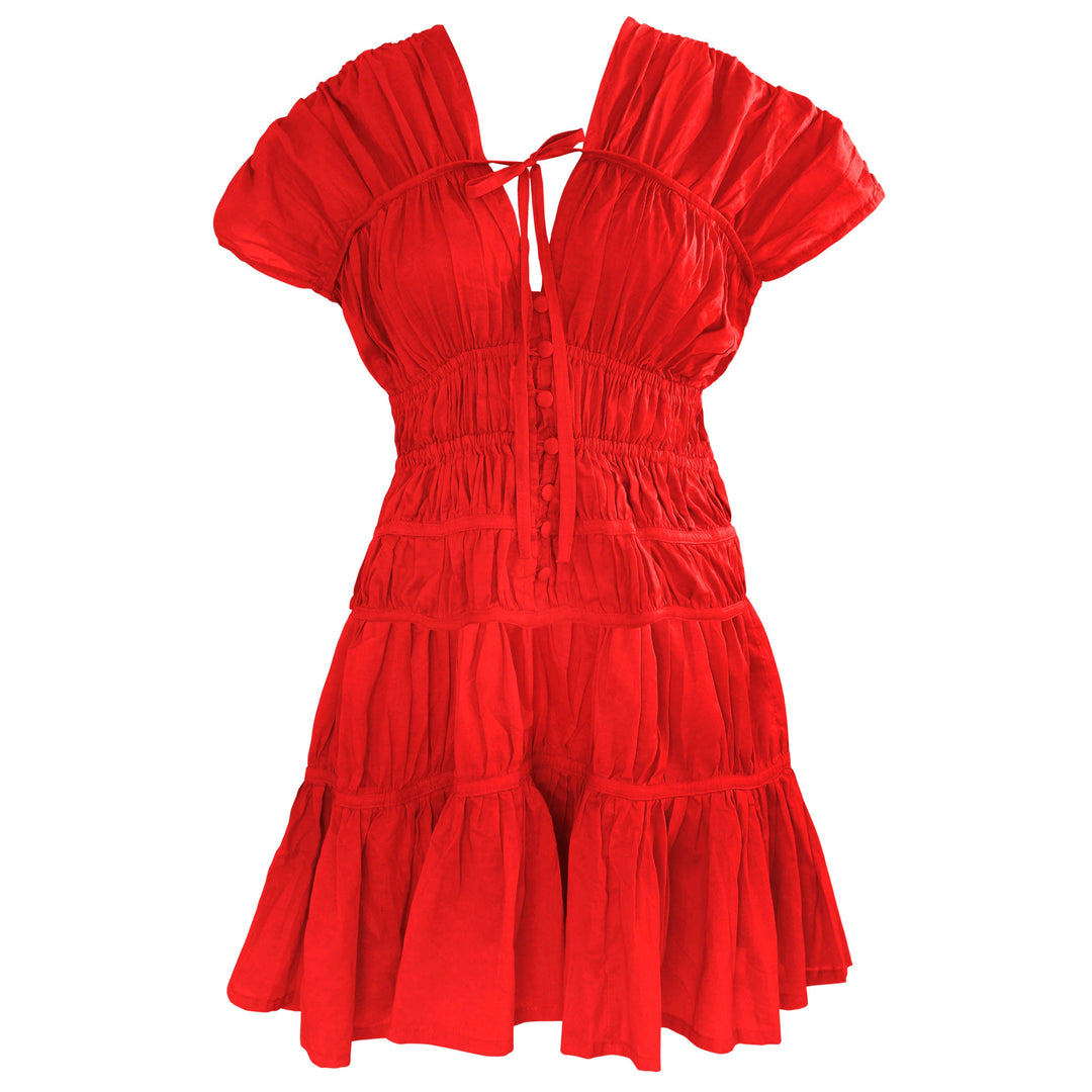 SRIKANDI Ruffle Dress In Scarlet Red