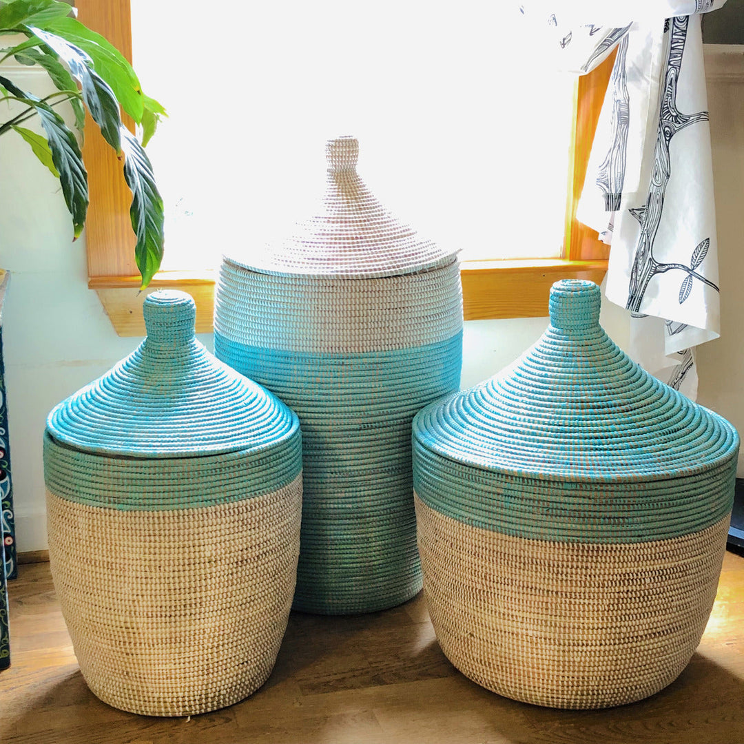 Two-Tone Basket - Turquoise + White