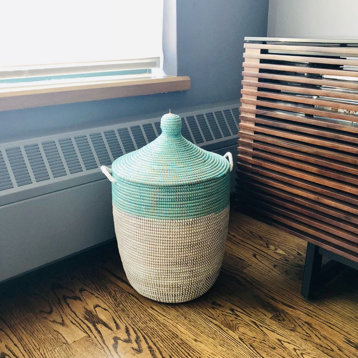 Two-Tone Basket - Turquoise + White