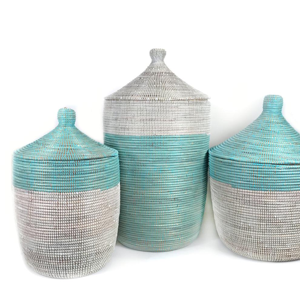 Two-Tone Basket - Turquoise + White