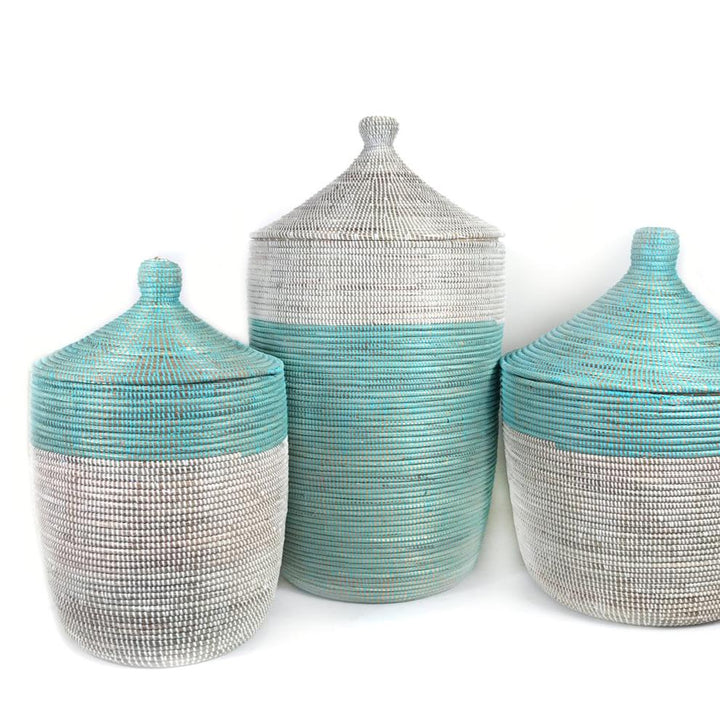 Two-Tone Basket - Turquoise + White