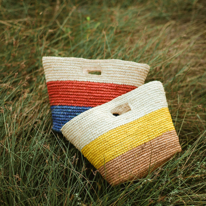 Sayan Raffia Tote Bag - Yellow & Beige