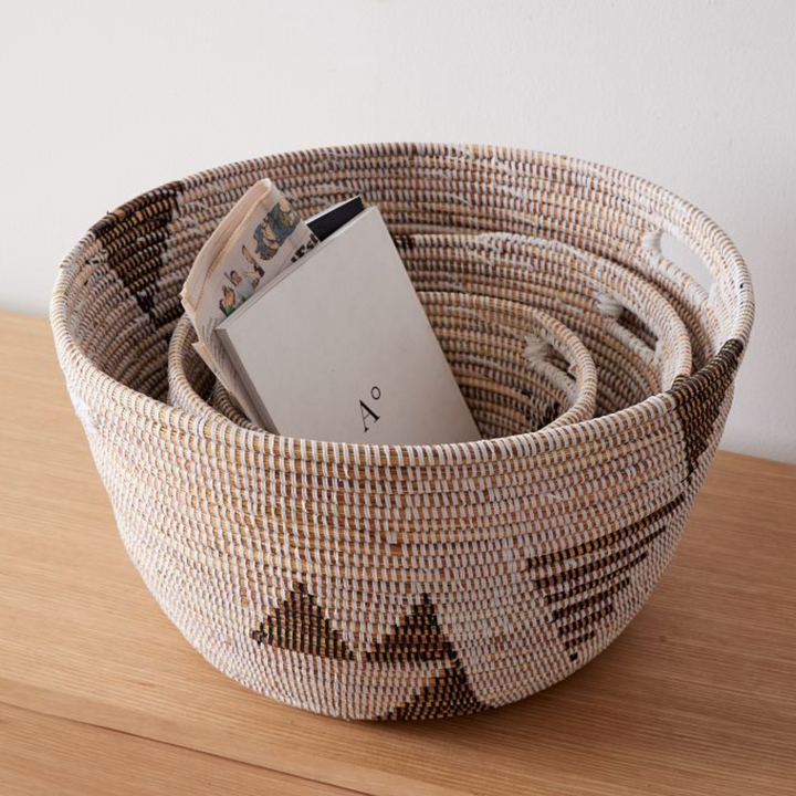 Oval Storage Basket Graphic Print - Black and White - Set of 3