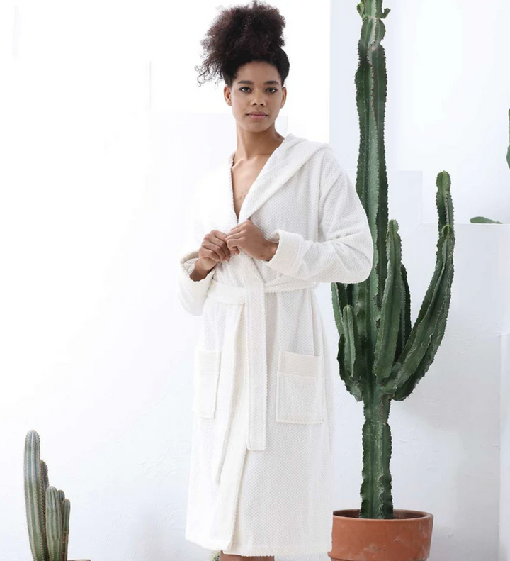 Women's Hooded Turkish Cotton Terry Cloth Robe