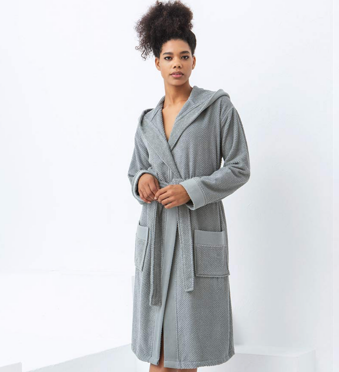 Women's Hooded Turkish Cotton Terry Cloth Robe