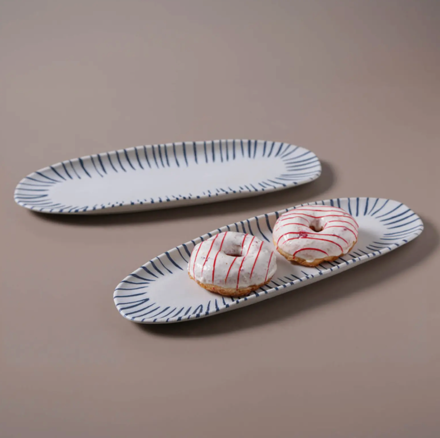 Shallow Organic Oval Platter Large Set of 4