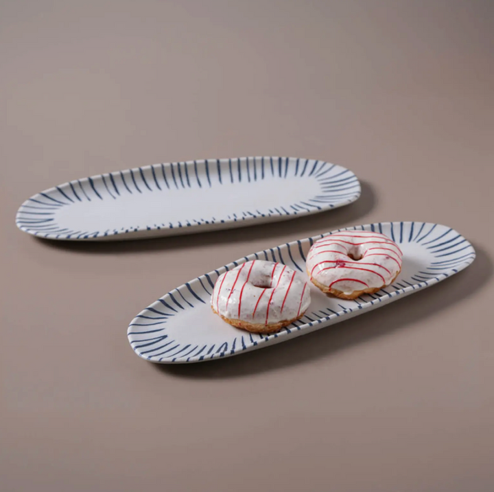 Shallow Organic Oval Platter Large Set of 4