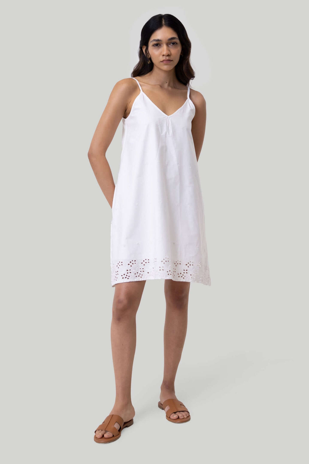 Short Tent Dress - White Embroidery