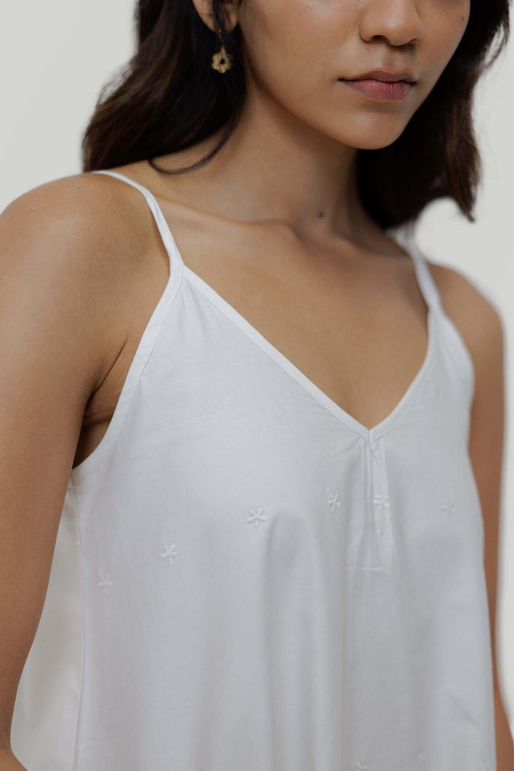 Short Tent Dress - White Embroidery
