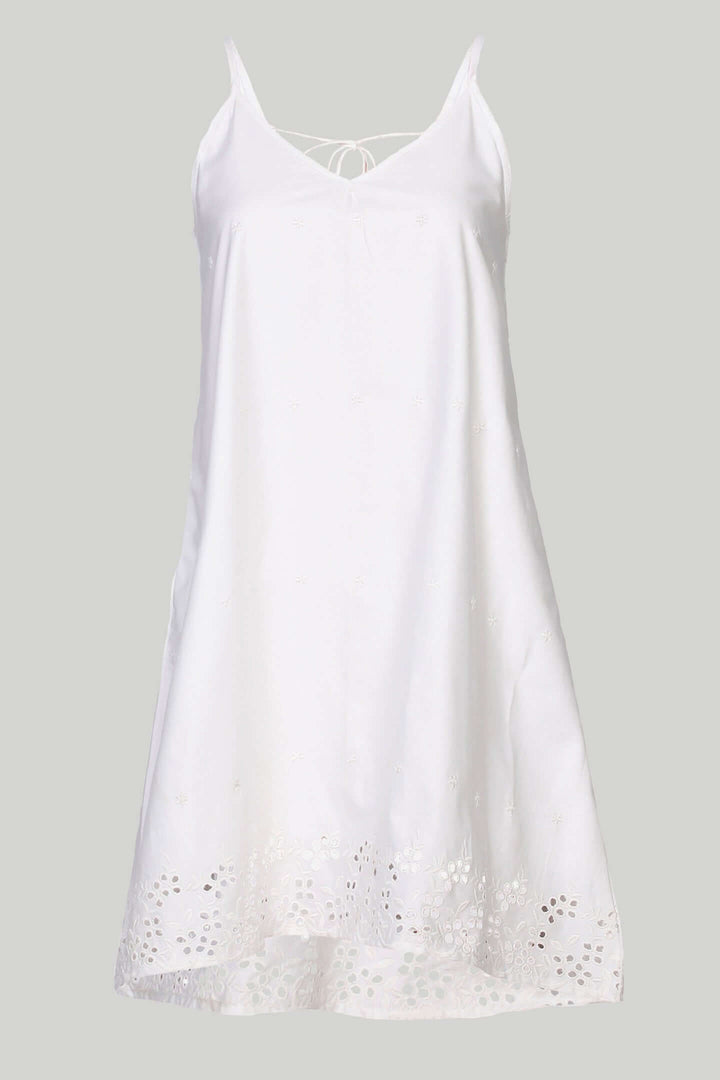 Short Tent Dress - White Embroidery