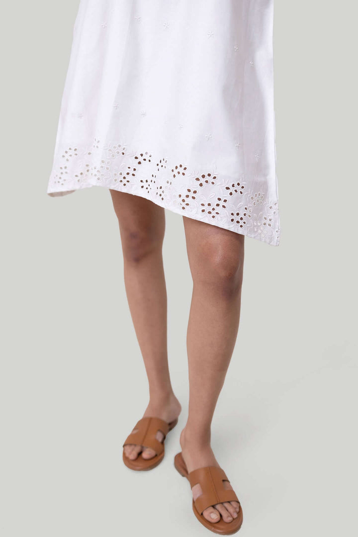 Short Tent Dress - White Embroidery