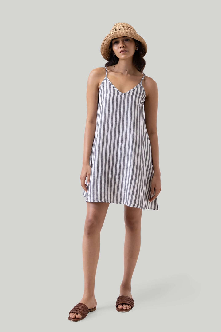 Short Tent Dress - Linen Stripes