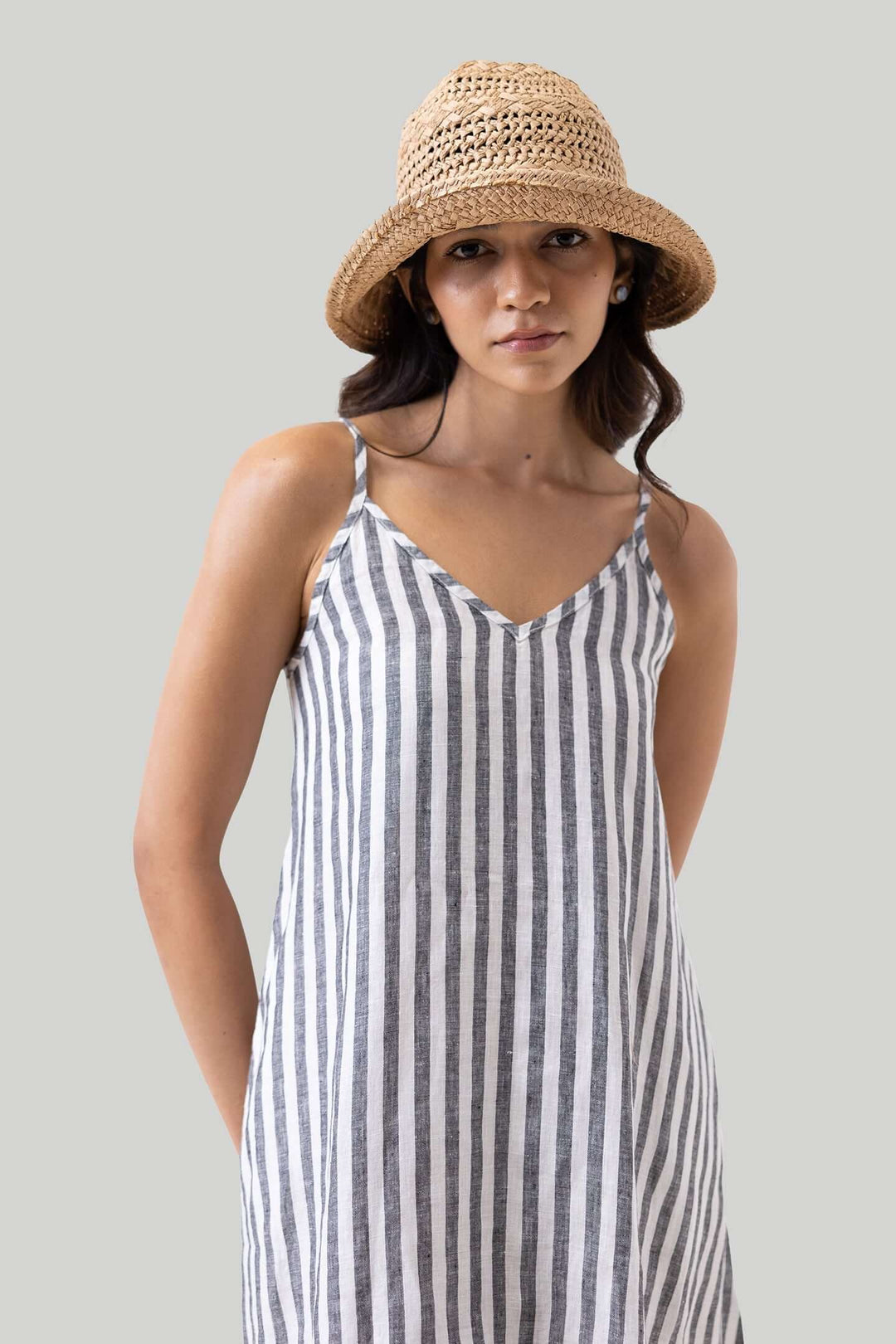 Short Tent Dress - Linen Stripes
