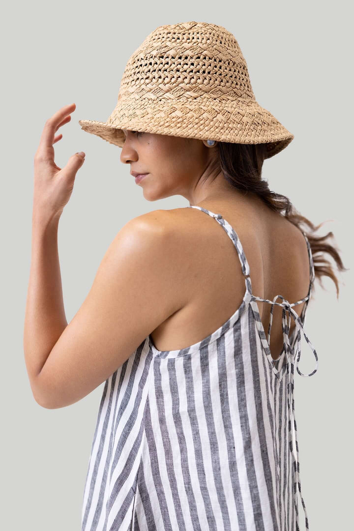 Short Tent Dress - Linen Stripes